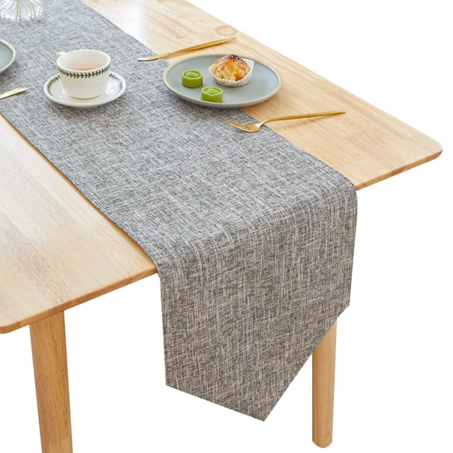 Camino de mesa de lino, camino de mesa gris, lavable, decoración del hogar, mantel para comedor, cocina, 180/210/240 cm