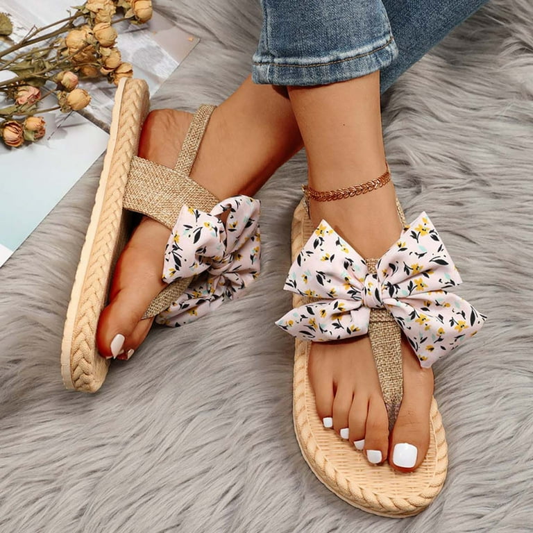 Summer Women Flat Sandals Open Toe Casual Beach Ladies Shoes Bohemian  Buckle Strap Roman Flip Flops