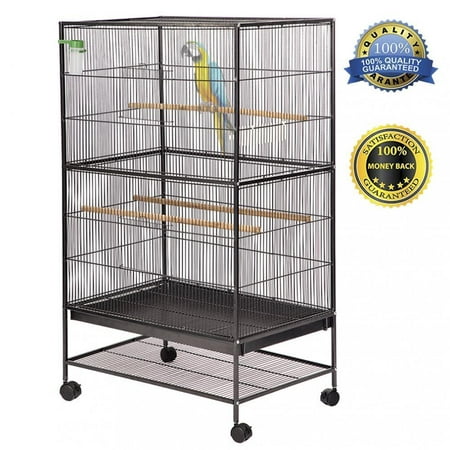 Bird Pet Wrought Iron Flight Cage, 53" Heavy Duty Perch Stand W/ Two Doors