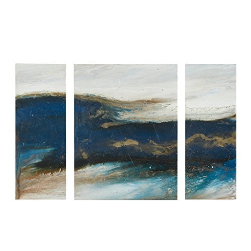 Rolling Waves Gel Coated Canvas-Set of Three Blue