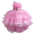 thumbnail image 2 of MKOSPLRT Toddler Girls Princess Tutu Dress Sleeveless Swing Birthday Party Tiered Dress High Low Sparkly Sequined 3D Floral Pageant Dress, 2 of 9