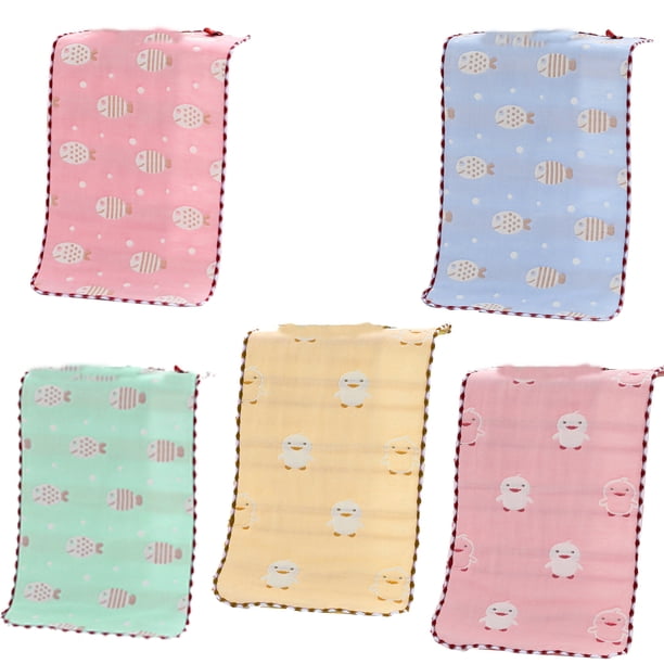 Toalla infantil de algodón puro 5 uds., toalla infantil de gasa de seis capas jacquard