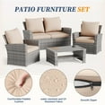 thumbnail image 6 of ELPOSUN Wicker Patio Furniture Set, 4 Piece Outdoor Sectional Conversation Sets, Gray PE Rattan Patio Sofa Set for Balcony, Porch, Backyard, Khaki, 6 of 6