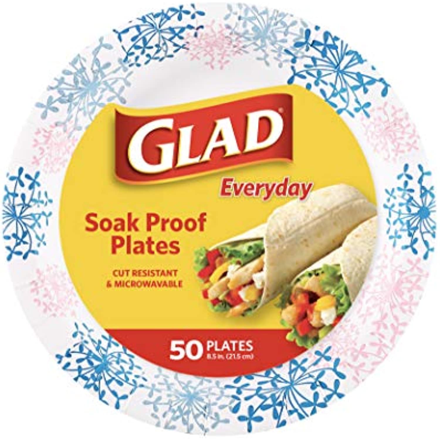 Glad Round Disposable Paper Plates For All Occasions Soak Proof, Cut