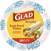 Glad Round Disposable Paper Plates For All Occasions | Soak Proof, Cut Proof, Microwaveable Heavy Duty Disposable Plates | 8.5" Diameter, 50 Count Bulk Paper Plates, Pink Hydrangea | Glad Paper P