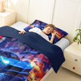 thumbnail image 4 of Castle Fairy Cyberpunk Blue Car Twin Comforter Sets 3-Piece for Men, Neon City Bedding Set for Bedroom, Blue and Orange,Navy Blue Reversible, 4 of 6