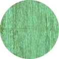 thumbnail image 1 of Ahgly Company Machine Washable Indoor Round Abstract Turquoise Blue Modern Area Rugs, 6' Round, 1 of 4
