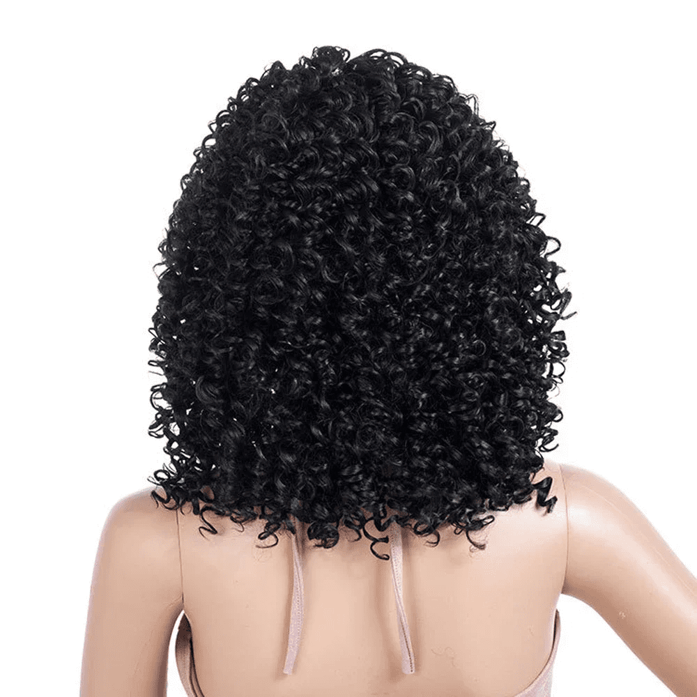 DOPI Human Hair Wigs For Women Black Color Natural Lace Hair Natural Black Synthetic Wig Fashion Short Bob Wavy Sexy Women