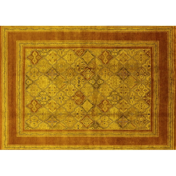 Ahgly Company Indoor Rectangle Oriental Yellow Industrial Area Rugs, 6' x 9'