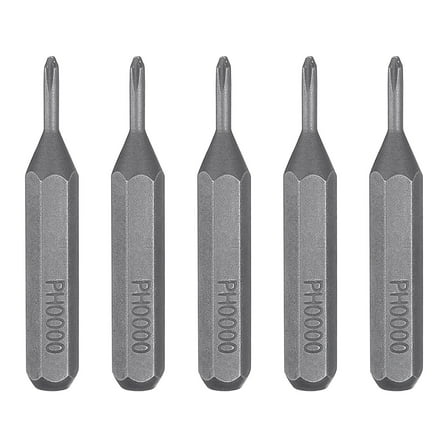Uxcell 5pcs PH0000 Phillips Screwdriver Bit 5/32" Hex Magnetic Cross Head S2 Steel