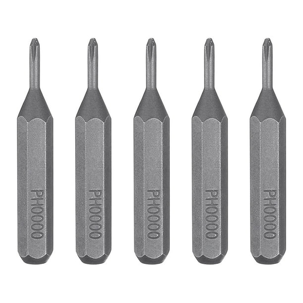 Uxcell 5pcs PH0000 Punta de destornillador Phillips 5/32" Hex Magnético Cabeza Cruzada Acero S2