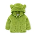 thumbnail image 3 of QUYUON Infant Jackets Outerwear Clearance Long Sleeve Fleece Jacket Kids Baby Warm Girls Boys Flannel Winter Fleece Jackets Sweatshirt Hooded Green 2T-3T, 3 of 4