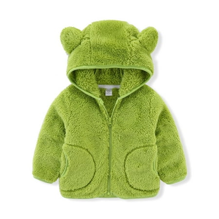 

Kids Baby Girls Boys Warm Hoodie Jacket Flannel Fleece Jackets Winter zipper Sweatshirt Hooded Coats Fuzzy Outwear