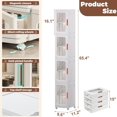 thumbnail image 2 of Tall Narrow Storage Cabinet with Movable Wheels, Adjustable Shelves & Magnetic Doors – Foldable Slim Plastic Organizer for Bathroom, Kitchen, Laundry, Ideal for Small Spaces(4-Tier,White), 2 of 6