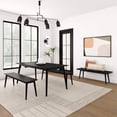 thumbnail image 4 of Plank+Beam 72" Mid-century Modern Solid Wood Dining Table Set with 2 Benches, Black, 4 of 7