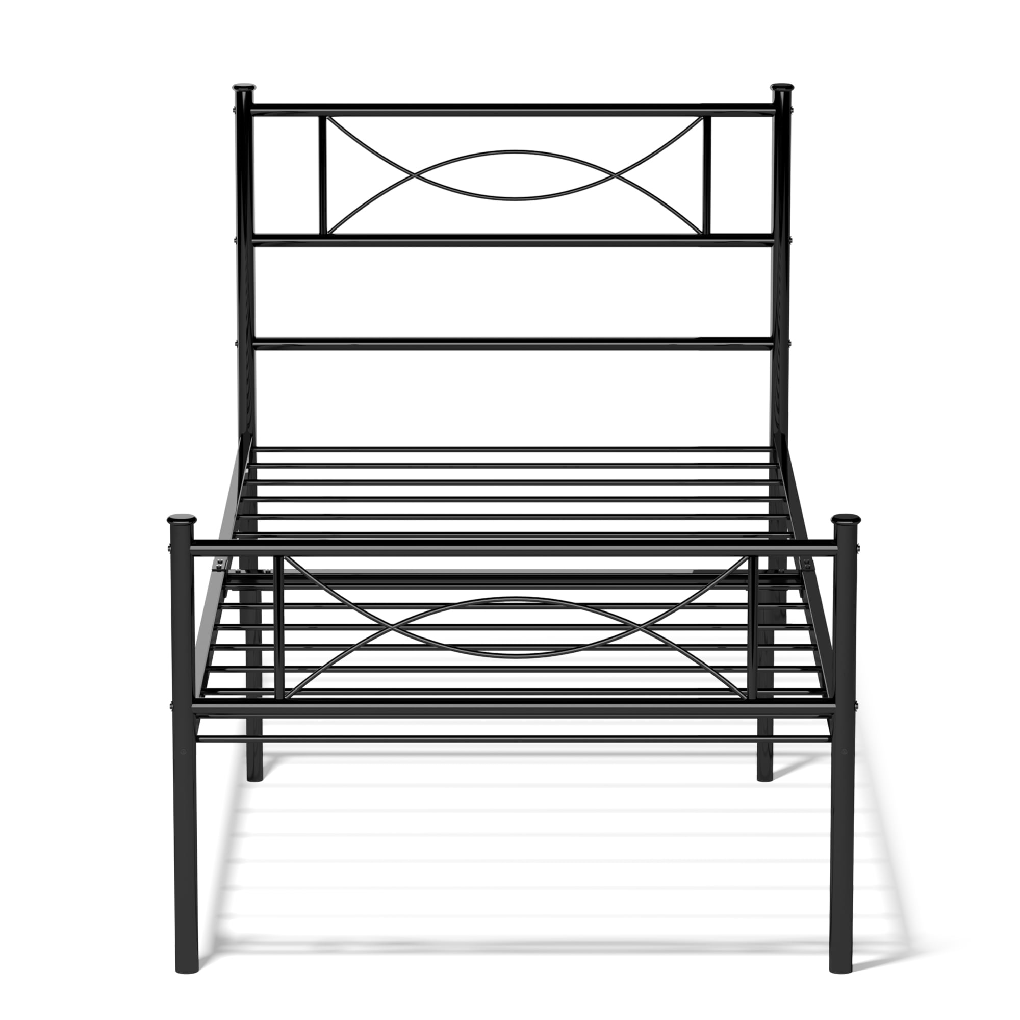 Yoneston Easy Assembly Metal Bed Frame Twin Platform Bed Frame with Headboard Footboard No Box Spring for Kids Adult