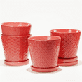 thumbnail image 5 of BUYMAX 5 inch Magenta red Ceramic Plant Pots with Drainage Holes & Saucers, 4-Pack for Herbs, Cactus, Succulents, Home Office Decor, 5 of 7