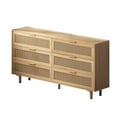 thumbnail image 5 of Tcbosik 6 Drawers Double Dresser, Rattan Chest of Drawers, Clothes Storage Cabinet for Bedroom, Living Room, Hallway, Natural, 5 of 7