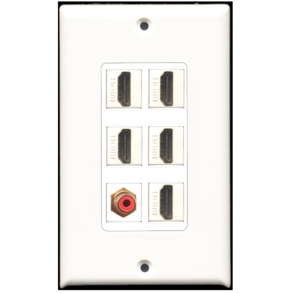 Ultra Spec Cables 5 Port HDMI 1 RCA Red Wall Plate DecorZ