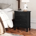 thumbnail image 3 of HLR Black Modern 3-Drawer Nightstand with Storage, Already Assembled Wood Bedside Table End Table for Bedroom, Hallway, 3 of 8