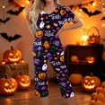 thumbnail image 2 of Womens Halloween Pajama Sets Halloween Active 2 Piece Set Women Sleepwear Short Sleeve Top and 7/8 Pants for Light Exercise, Lounge, Parties Purple 3XL, 2 of 5