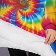 thumbnail image 3 of Oversized Wearable Blanket Hoodie,Colorful Rainbow Tie Dye Spiral Pattern Sherpa Blanket Hoodie with Super Pockets,Super Warm Fuzzy Pullover for Women & Men, 3 of 6
