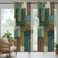 thumbnail image 5 of Teal Green Boho Outdoor Curtains for Patio Waterproof, Grommet Outdoor Privacy Panels, Color Block Geometric Modern Weatherproof Outside Curtains for Porch/Cabana 54"Wx84"L, 1 Panel, 5 of 8