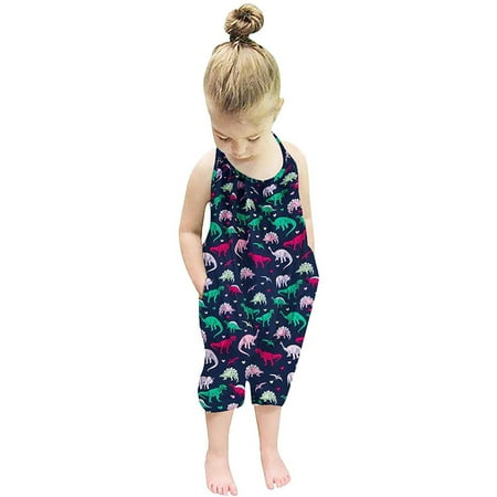 

EHTMSAK Infant Baby Toddler Kids Clothes Romper for Girl Summer Cotton Floral Sleeveless Jumpsuit Purple 1Y-6Y 130