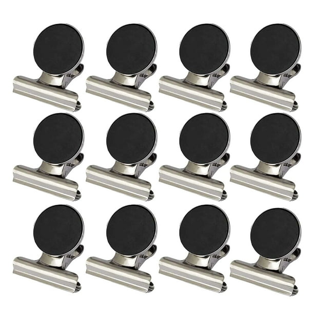 Clips magnéticos para nevera - 31 mm, resistentes, de acero inoxidable, con almohadilla de franela antiarañazos, para la cocina, la oficina, notas y organización