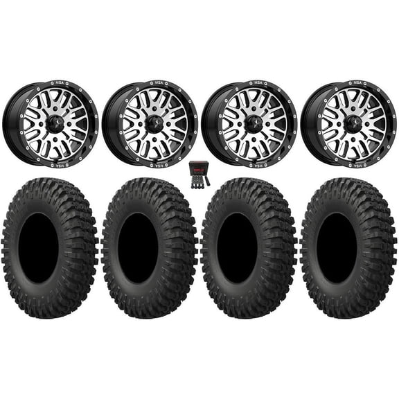 MSA Brute 15" Wheels Machined 35" MotoCrusher Tires Can-Am Maverick X3 / Honda Pioneer 1000 / Talon