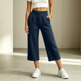thumbnail image 5 of Qingpeng Womens Elastic High Waisted Pants Cropped Wide Leg Sweatpants Soft Fleece Knit Capri Palazzo Bottoms, 5 of 9