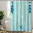 thumbnail image 2 of Extra Long 72"x84" Aqua Blue Beach Shower Curtain Set with Hooks,Starfish Shell Bathroom Curtain,Waterproof Washable Fabric for Bathroom Decor, 2 of 5