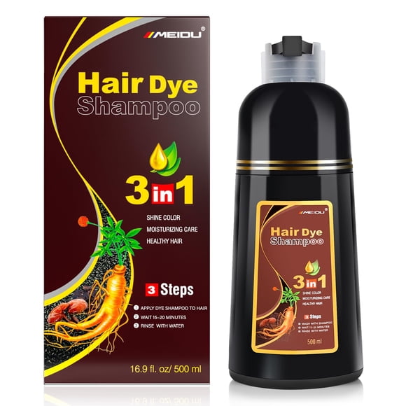 Champú de color KINGMING, marrón oscuro, 500 ml, cobertura para cabello gris