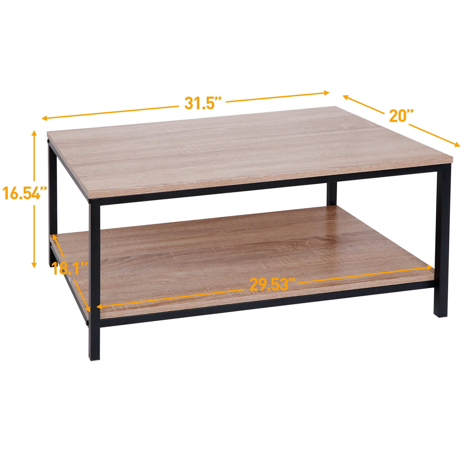 HomGarden Industrial Rectangle Wood Coffee Table Metal Cocktail Table, Natural