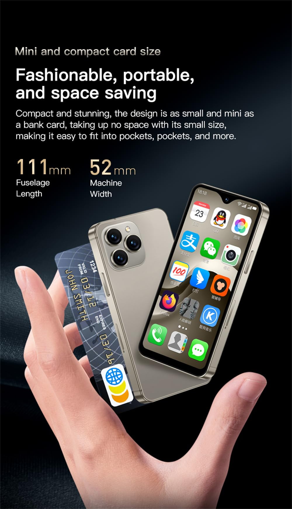 Mini Phone 4G Unlocked SOYES F9 Max Gift for Kid 4.3inch Small Size Smartphone Android 12.0 OTG 2750mAh 13MP Camera Face Recognition Student Cellphone