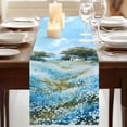 thumbnail image 3 of Table Runners 90 Inches Long Dress Scarves, Blue Green Spring Farmhouse Coffee/Dining/Kitchen Table Runner for Living Room, Watercolor Flower Trees Nature Landscape 13x90 Inch, 3 of 9