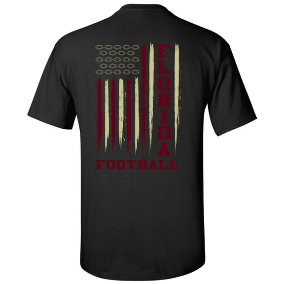 Florida Football Team Color Gold and Garnet American Flag Mens Short Sleeve T-shirt Graphic Tee-Black-Large