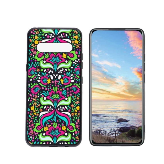 Compatible with LG V60 ThinQ 5G Phone Case, Mexican-Bohemian-Bright-Floral-Pattern-4 Case Silicone Protective for Teen Girl Boy Case for LG V60 ThinQ 5G