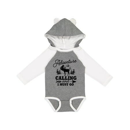 

Inktastic Adventure is Calling and I Must Go with Moose Gift Baby Boy or Baby Girl Long Sleeve Bodysuit