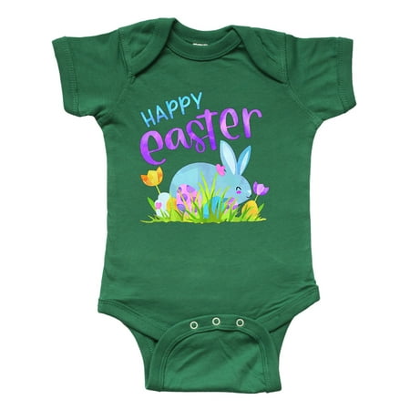 

Inktastic Happy Easter Blue Bunny and Eggs in Grass Gift Baby Boy or Baby Girl Bodysuit