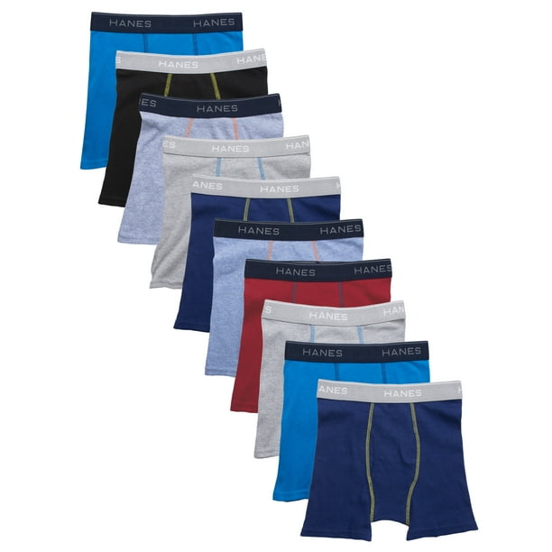 Hanes Hanes Boys Underwear, 10 Pack Tagless ComfortFlex Waistband Boxer Brief Sizes 6/8 18/
