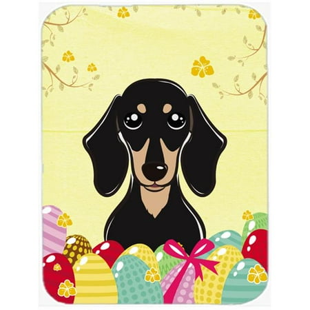 

Smooth Black and Tan Dachshund Easter Egg Hunt Glass Cutting Board Large
