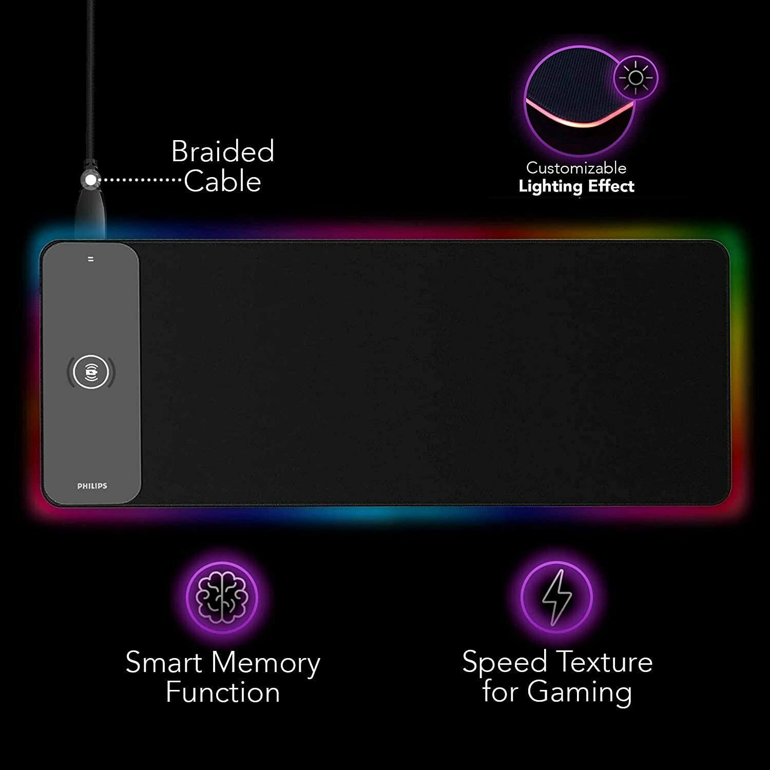 NeeGo RGB Gaming Large Mouse Pad, Wireless Charging, Computer Keyboard