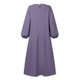 thumbnail image 5 of ZANZEA Women Round Neck Puff  Long Sleeves Muslim Raya Solid Color Party Casual Kaftan Long Dress, 5 of 6