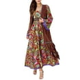 thumbnail image 4 of Women Casual Loose Bohemian Floral Dress Short Sleeve Long Maxi Summer Beach Swing Dress, 4 of 9