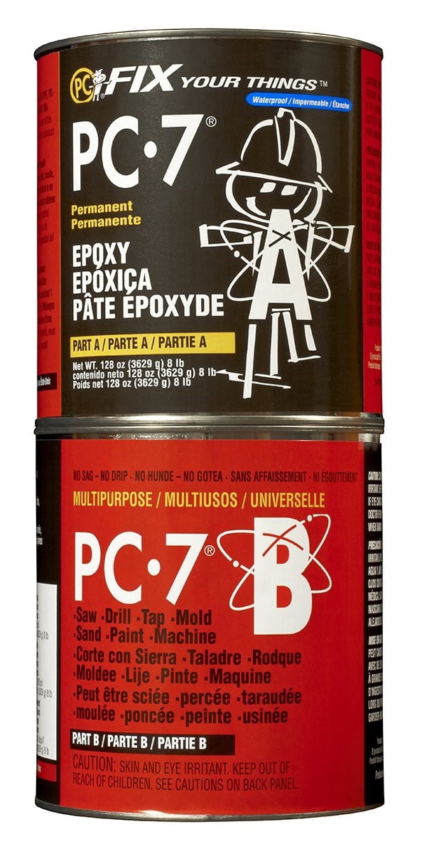 PC Products PC-7 Epoxy Adhesive Paste, Two-Part Heavy Duty, 8 lb in Two Cans, Charcoal Gray 128770
