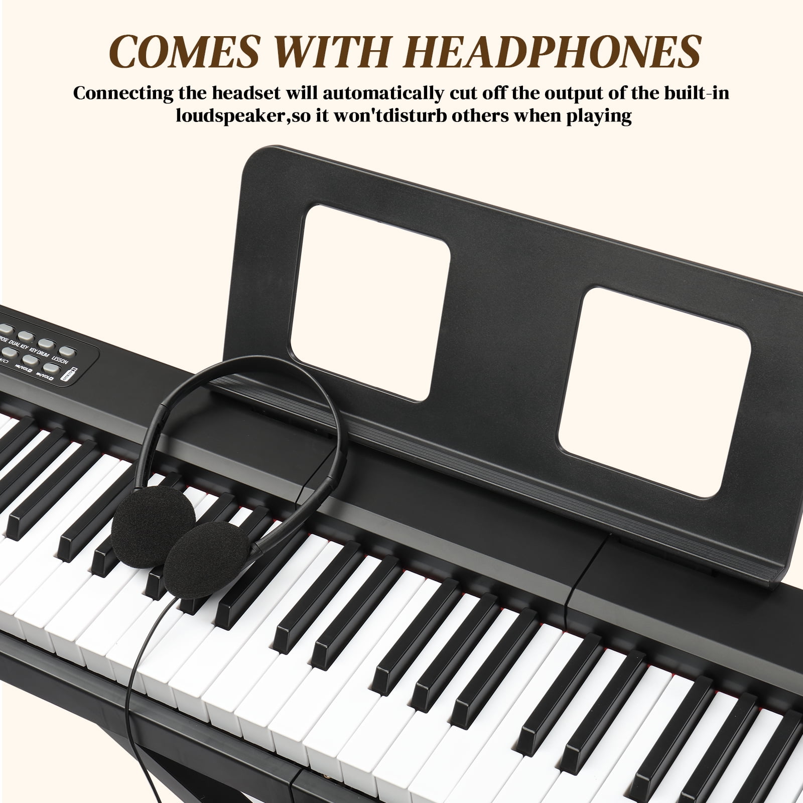 Ktaxon Digital Piano 88-Key Semi-Weighted Action, Electronic Keyboard Set with X Stand, Bench, 3-Pedal Unit for Beginners, Black