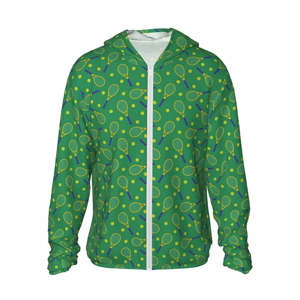 Balery Tennis Rockets And Balls Sudadera ligera de manga larga con capucha y protección solar UPF 50+ para hombre y mujer, ideal para pesca y running-XX-Large