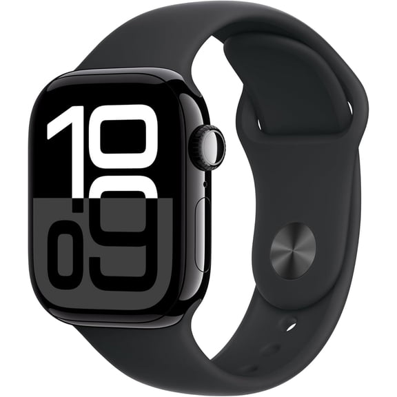 Pre-Owned Apple Watch Series 10 GPS + Cellular 42mm Aluminum Case with Black Sport Band - S/M - Jet Black (Fair)