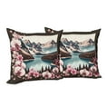 thumbnail image 5 of Ambesonne Lake Throw Pillow Cover Pack of 2, Spring Joy Landscape Orchids, 2 Pcs-36"x16", Pink Brown and Cadet Blue, 5 of 5
